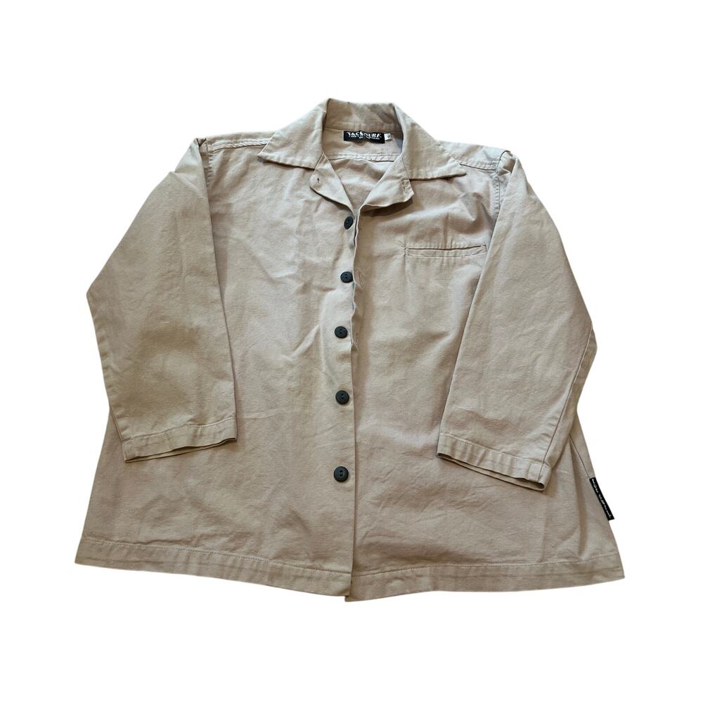 T&C Surf Designs Hawaii Khaki Button Up Collard Shirt Size Small Ying Yang